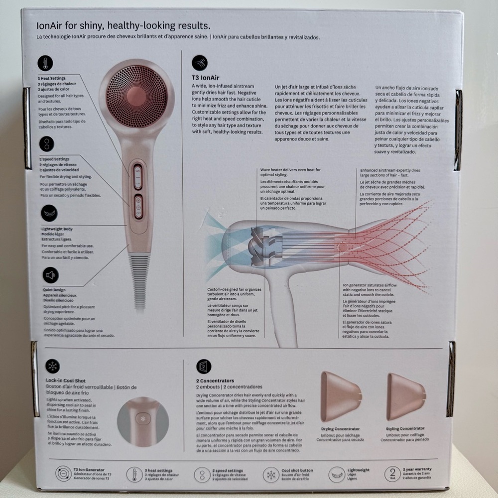 T3 Featherweight 3i Professional Hair Dryer Rose Gold NIB - Picture 3 of 6